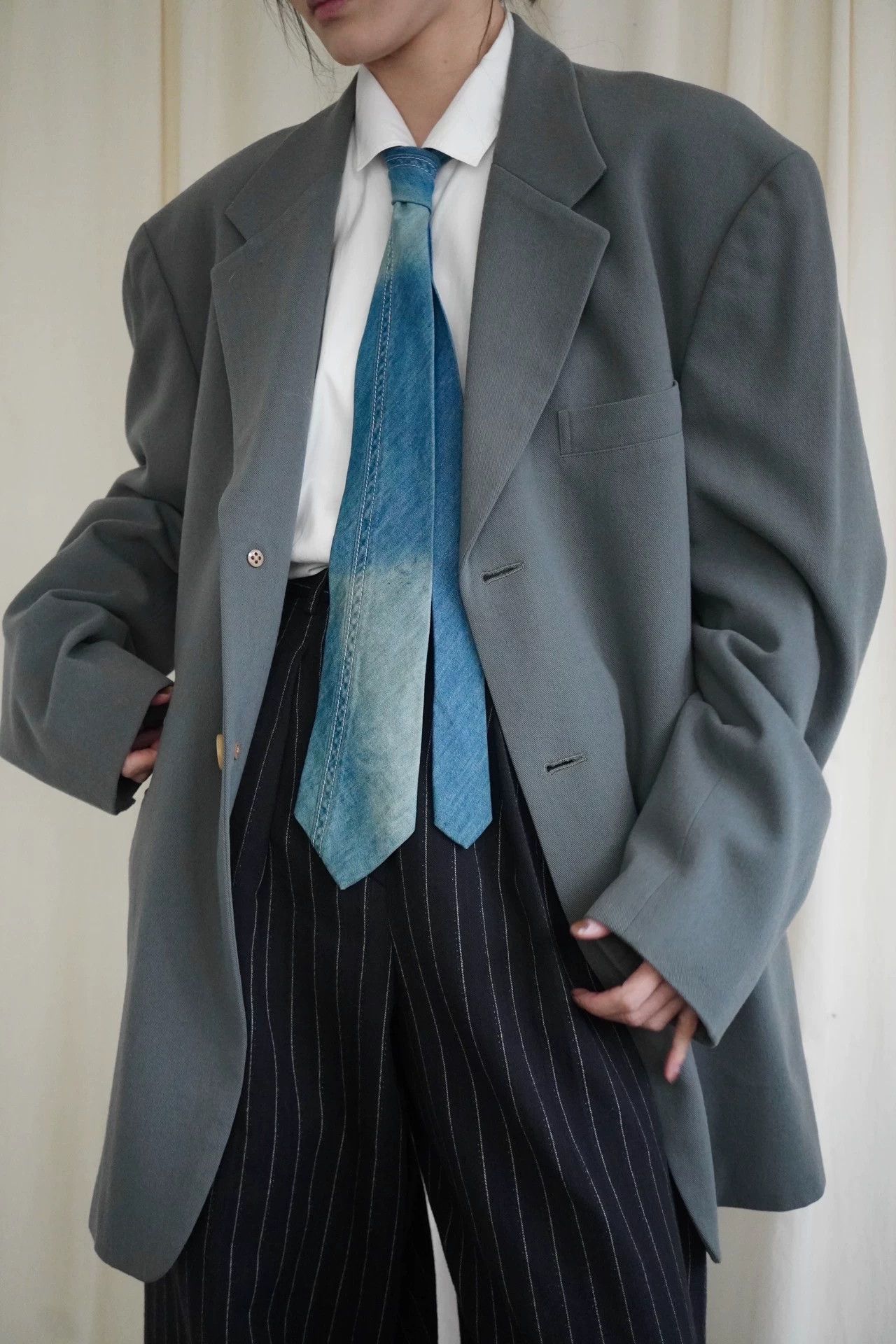 Yohji Yamamoto Yohji Yamamoto 90s Rare Denim Necktie 9 New Size ONE SIZE - 2 Thumbnail