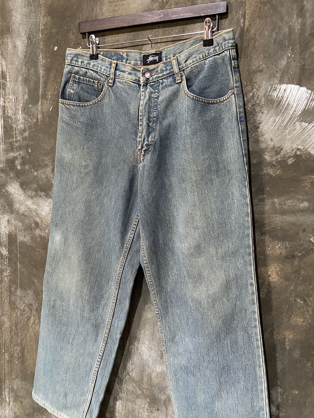 Stussy 📢SENDOFFER📢 Vintage Stussy Baggy Jeans Made In ITALY Size US 35 - 12 Thumbnail