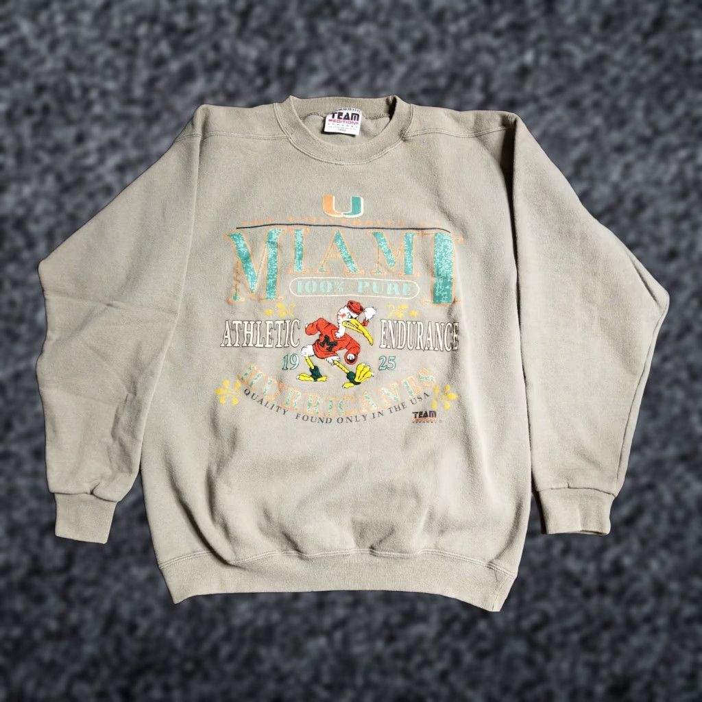 VINTAGE 1990s Miami Hurricanes Sweatshirt Crewneck Men's Large