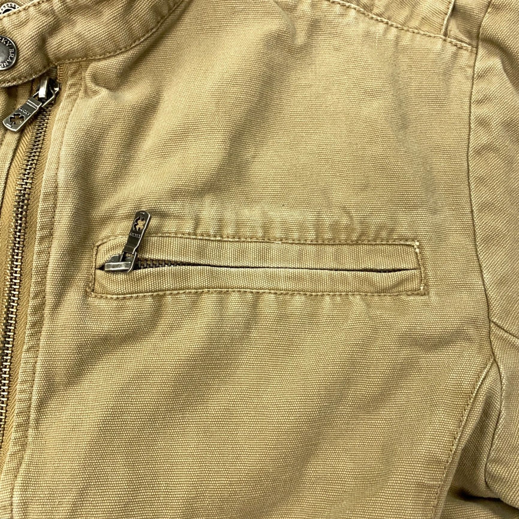 Lucky Brand VINTAGE Lucky Brand Jacket Womens XL Canvas Beige Moto Utility Coat Long Sleeve Zip Up Classic Fall Winter Womens Size XL / US 12-14 / IT 48-50 - 3 Thumbnail