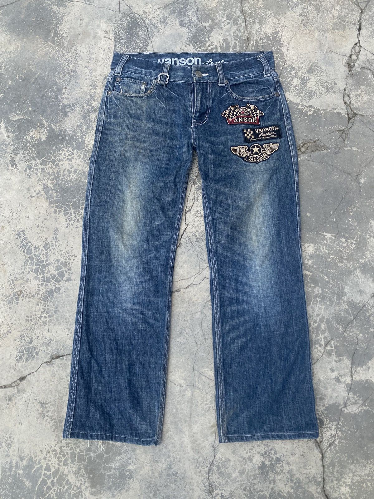 Vanson Leathers VANSON LEATHERS Distressed Patches Jeans Size US 31 - 2 Thumbnail