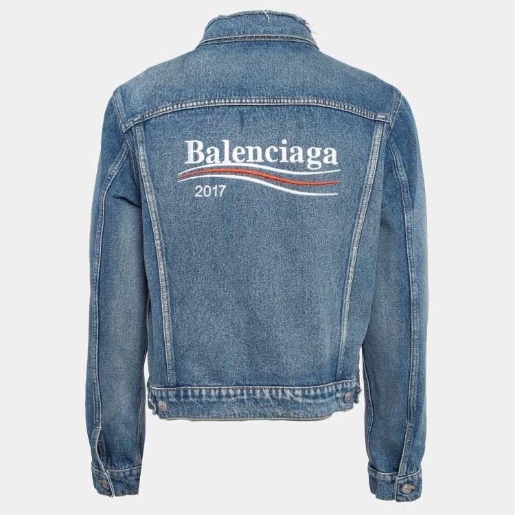 Balenciaga 2017 Campaign Logo Distressed Denim Jacket