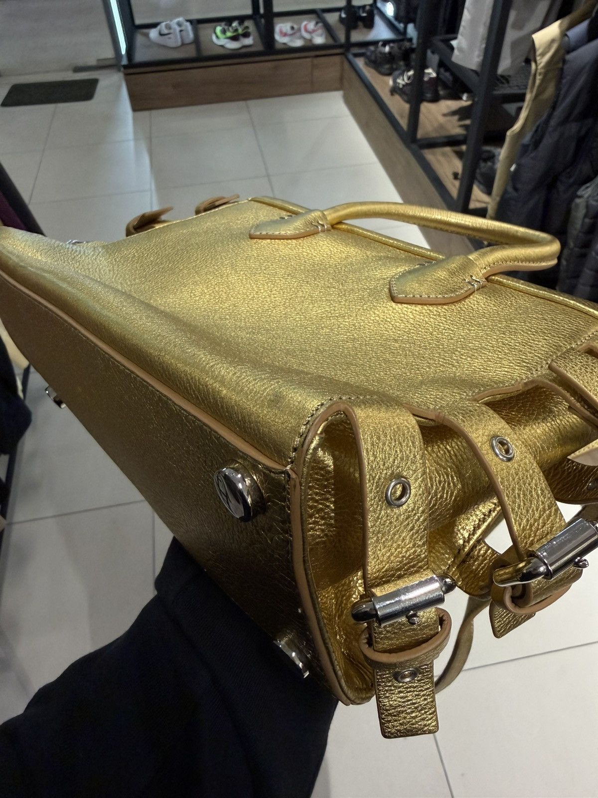Giuseppe Zanotti Giuseppe Zanotti Gold Metallic leather Top Handle Bag logo Size ONE SIZE - 22 Thumbnail