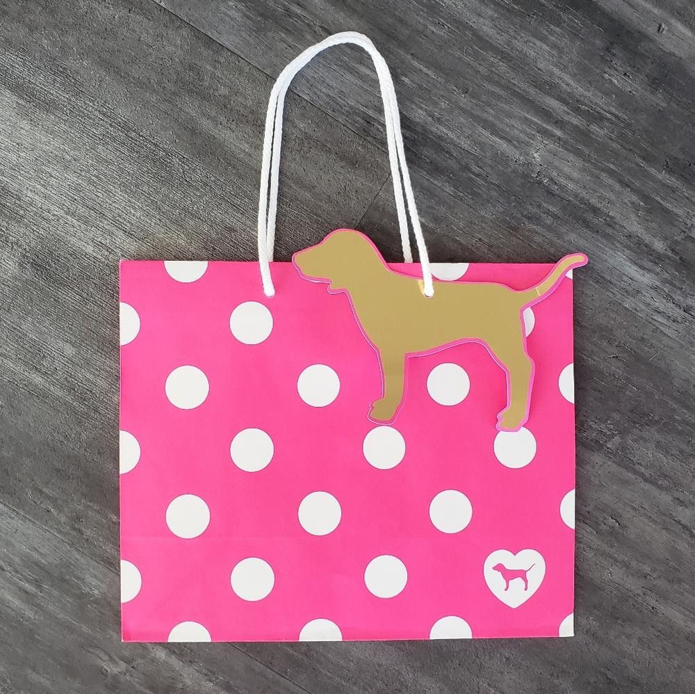 Designer Pink White Polka Dot VS Storage M Tote Size ONE SIZE - 1 Thumbnail