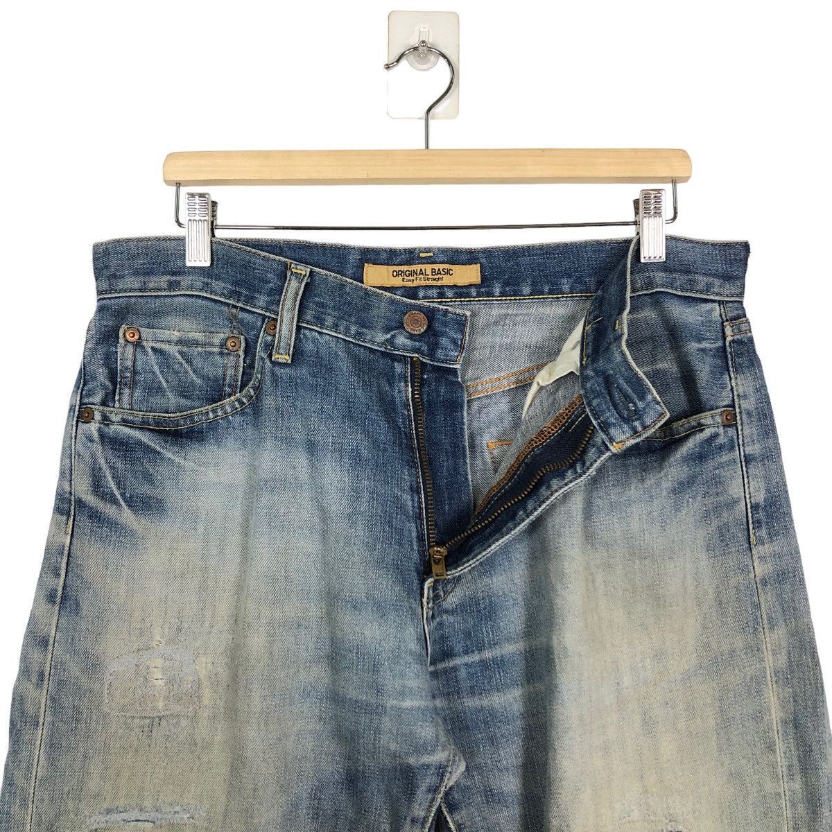 Japanese Brand 🔥90’s Vintage Distressed Denim Jeans Basic Straight S-003 Size US 34 / EU 50 - 10 Thumbnail