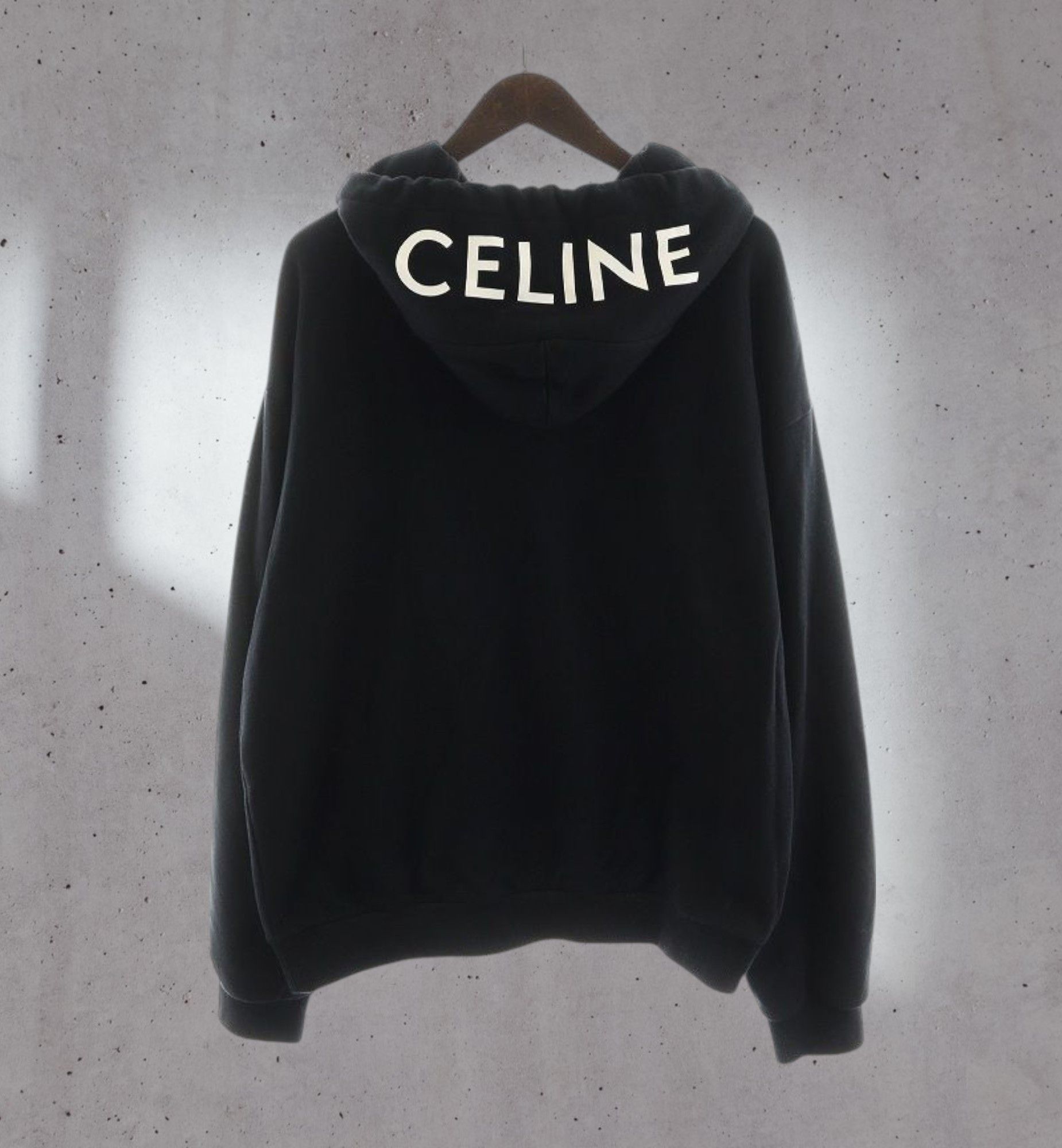 Celine Celine Paris Hooded Logo Cotton Zip Up Hoodie Sweatshirt
