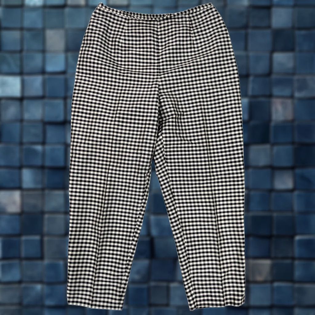 Preston & York VINTAGE Preston York 100% Silk Gingham Check Pants Women M Black White Retro Shirt Pants Female M 30x27 Womens 90s Retro Size 32" / US 10 / IT 46 - 1 Thumbnail