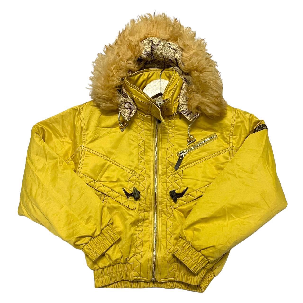 image of Retro Jacket x Ski Vintage Demanderplus Retro Style Ski Gear Fur Hood Jacket in Yellow, Women's (Si