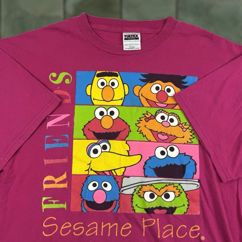 Tultex Vintage Sesame Street T Shirt Adult XL Pink Cartoon 90s Friends Crew Neck Men Size US XL / EU 56 / 4 - 1 Thumbnail