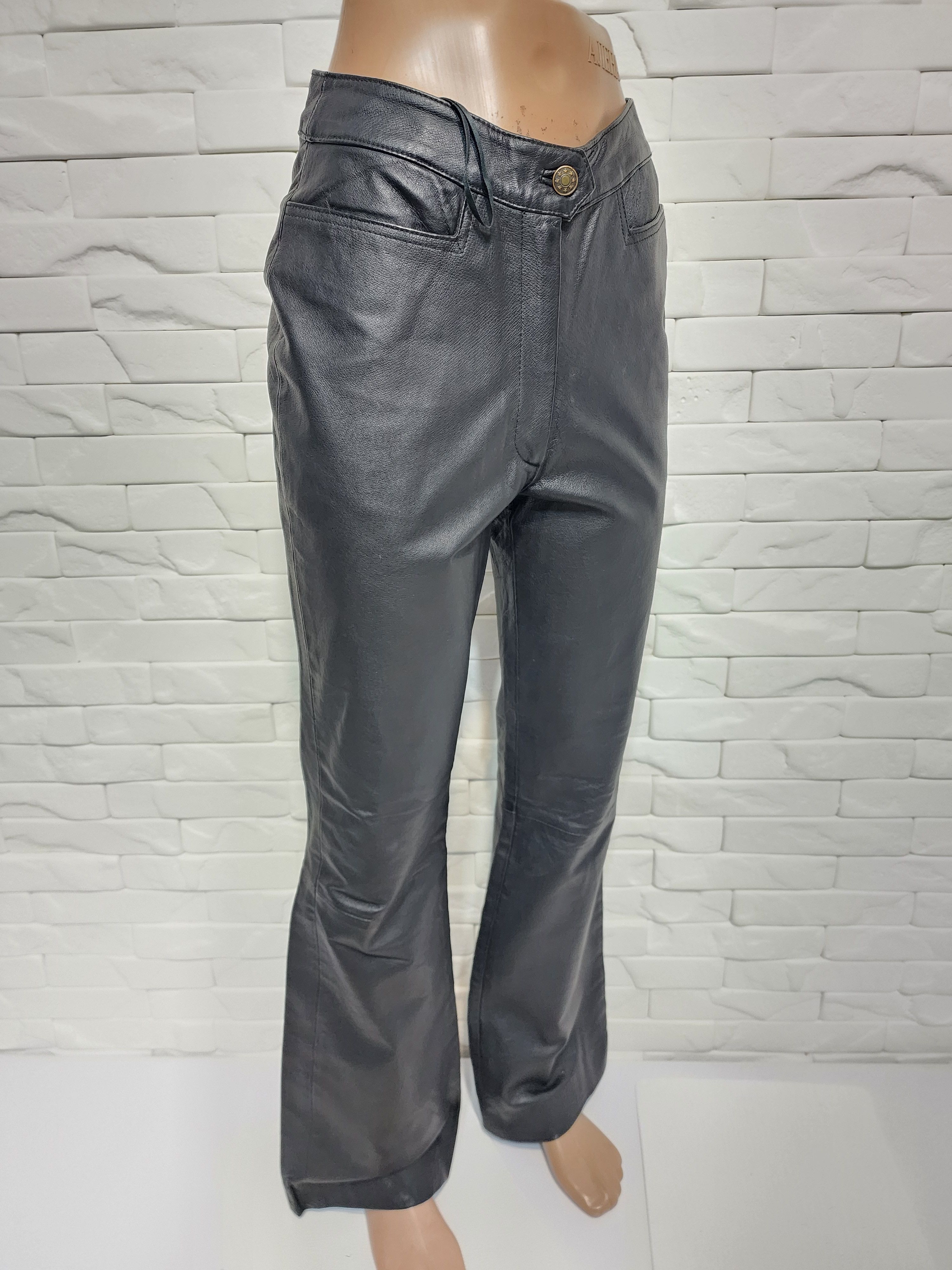 Genuine Leather Black Leather Pants: Women's Genuine Leather Trousers Size 27" / US 4 / IT 40 - 3 Thumbnail