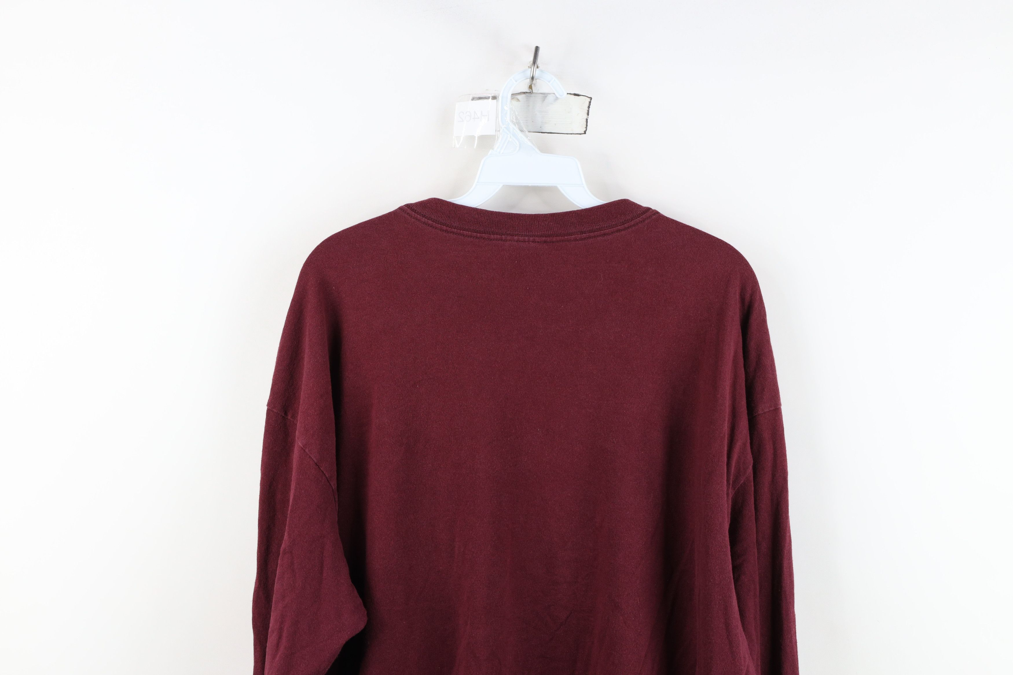 Vintage Vintage 90s Streetwear Cotton Long Sleeve T-Shirt Burgundy Size US XL / EU 56 / 4 - 12 Thumbnail