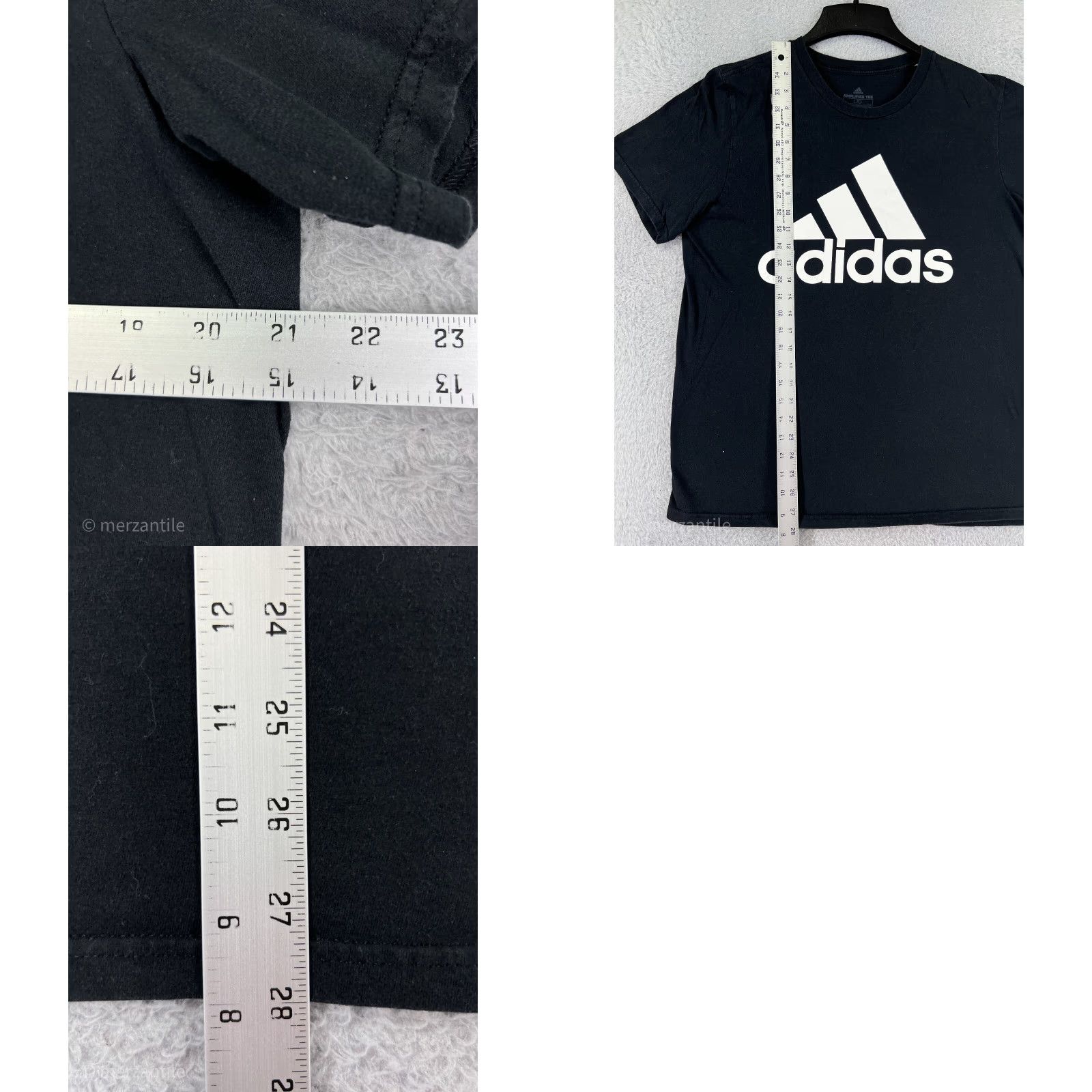 Adidas Adidas Shirt Mens Large Black Spellout Logo Crew Neck 100% Cotton Ampliflier Tee Size US L / EU 52-54 / 3 - 9 Thumbnail