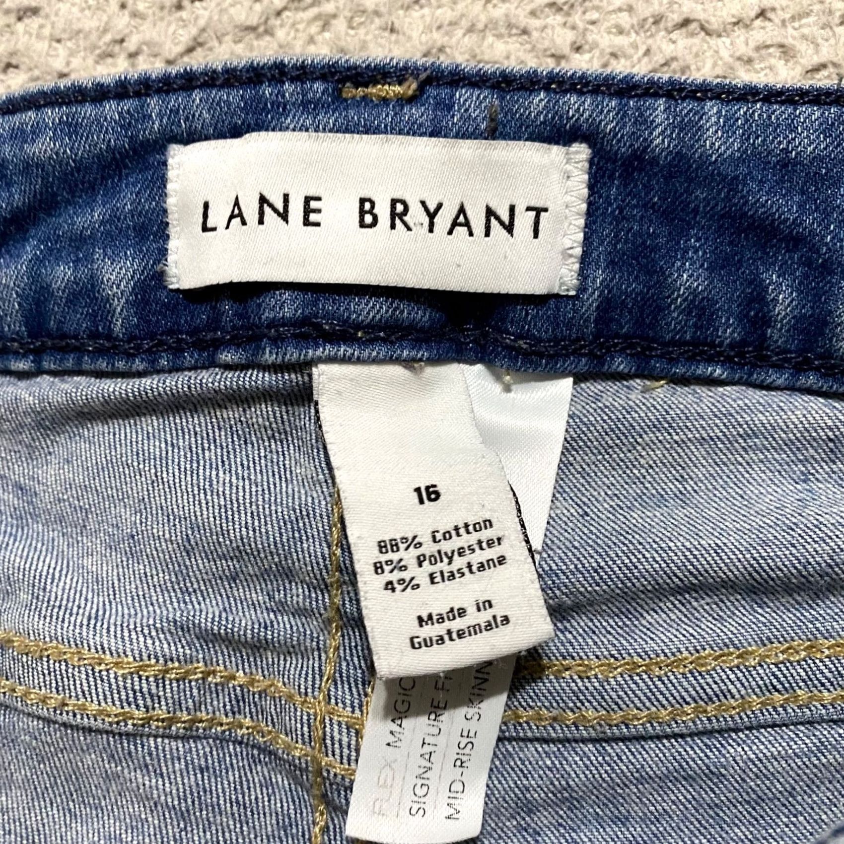 Vintage Lane Bryant Jeans Blue Denim Mid Rise Skinny 16 Regular 32 Inseam 5-Pocket Stretch AC Adult Womens Boys Girls N/A Size 38" / US 16 / IT 52 - 3 Thumbnail