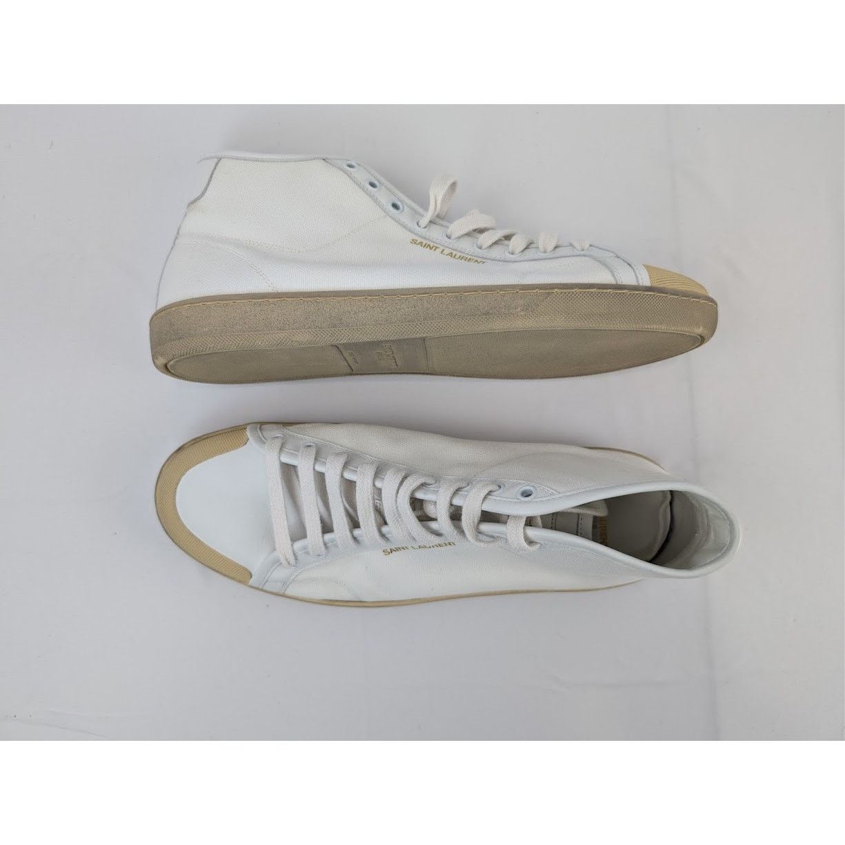 Saint Laurent Paris o1rshd1 Mid-Top Sneakers in Off-White Size US 12 / EU 45 - 3 Thumbnail