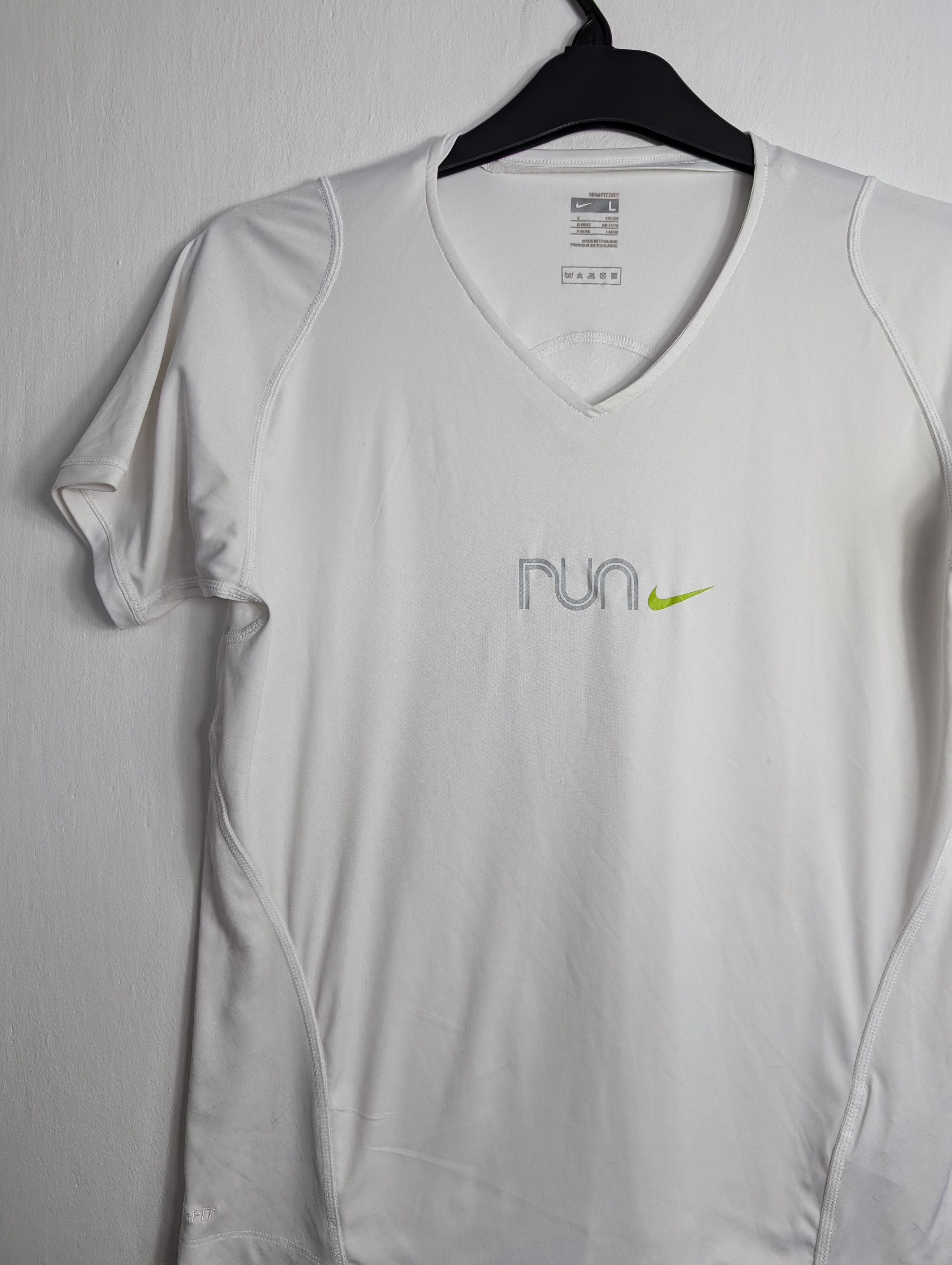 Nike Nike Women's Running T-Shirt White V-Neck Sporty Retro Size L / US 10 / IT 46 - 2 Thumbnail