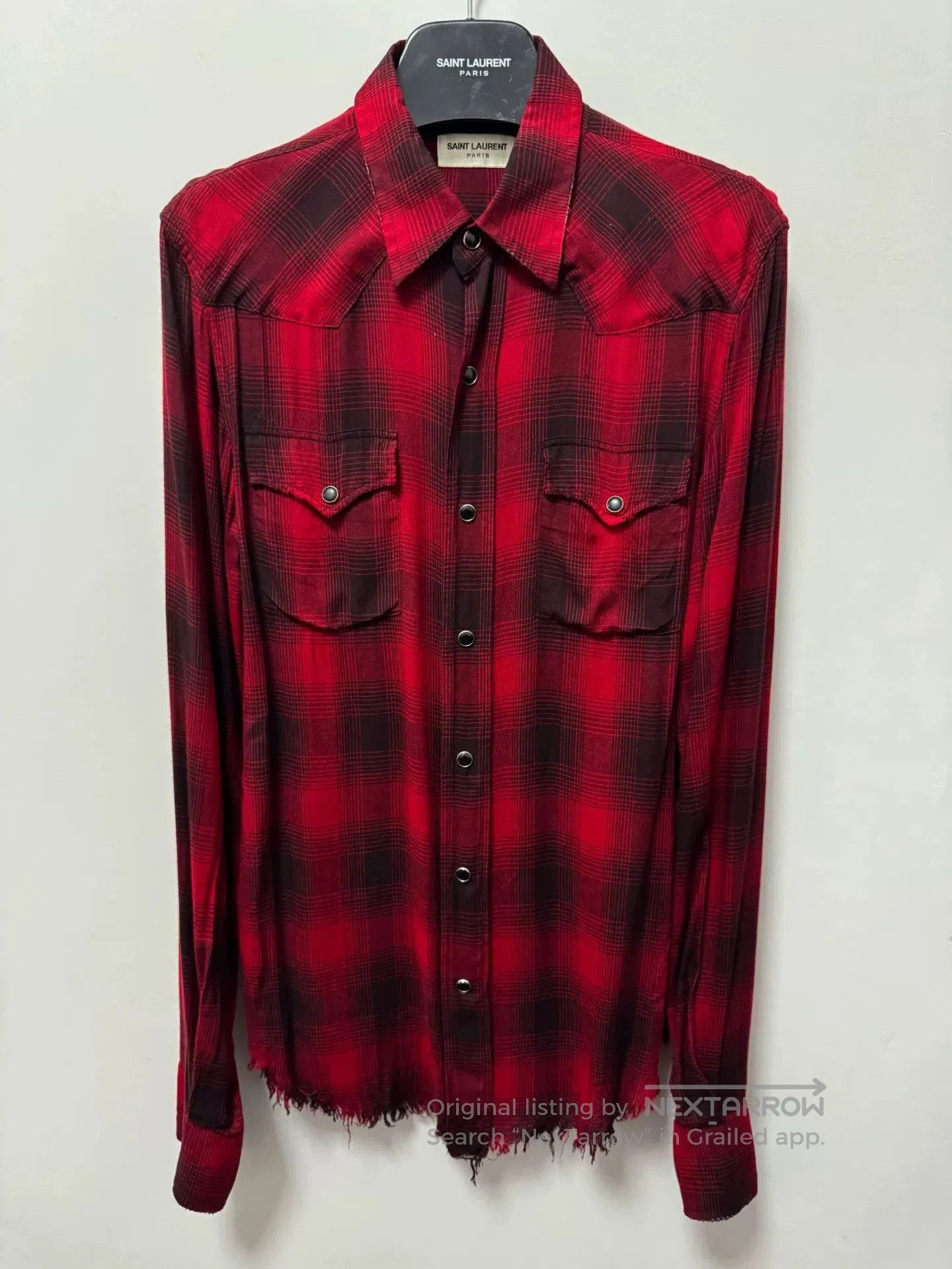 Saint Laurent Red Plaid Shirt.