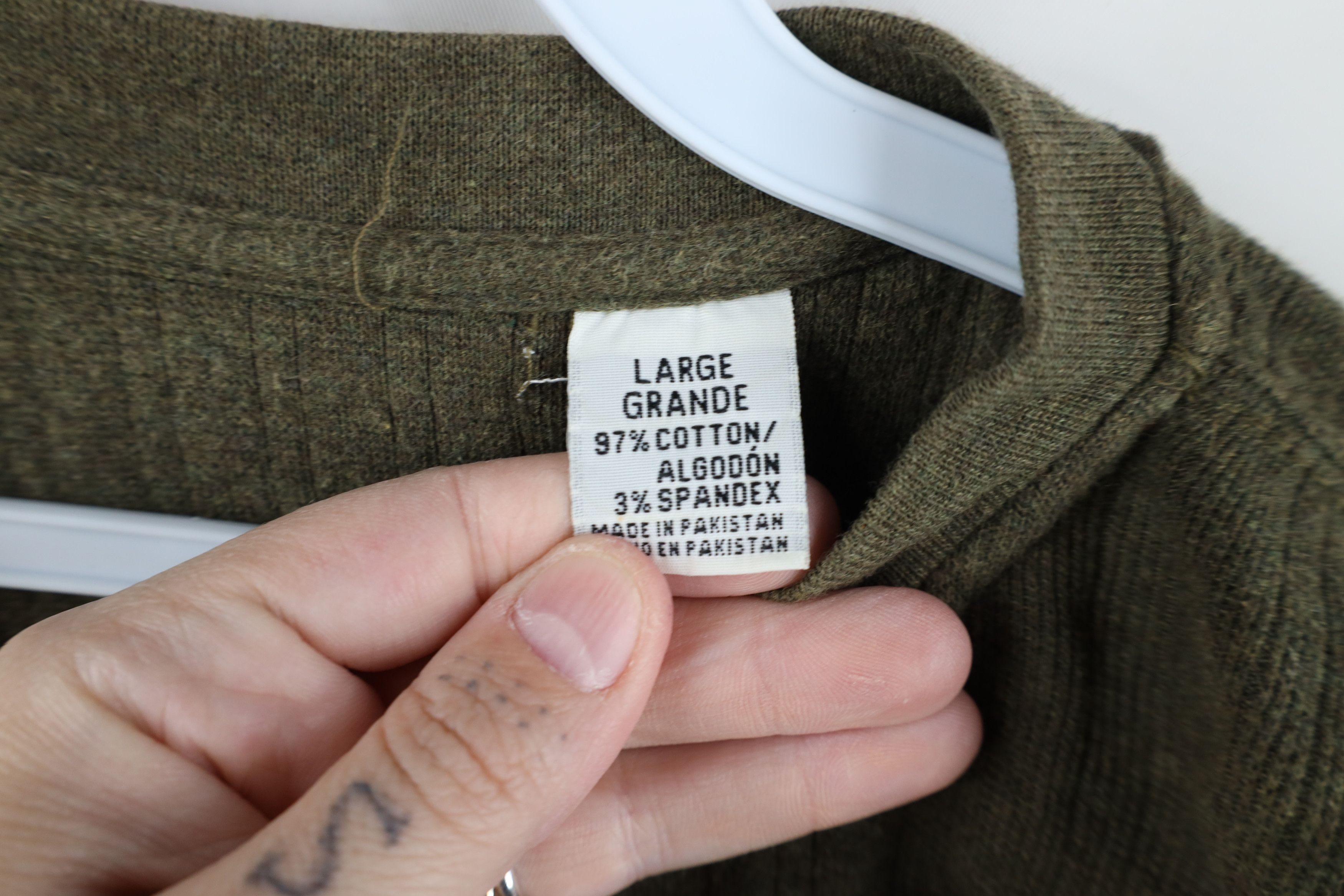 Vintage Vintage 90s Streetwear Blank Knit Long Sleeve Henley T-Shirt Size US L / EU 52-54 / 3 - 11 Thumbnail