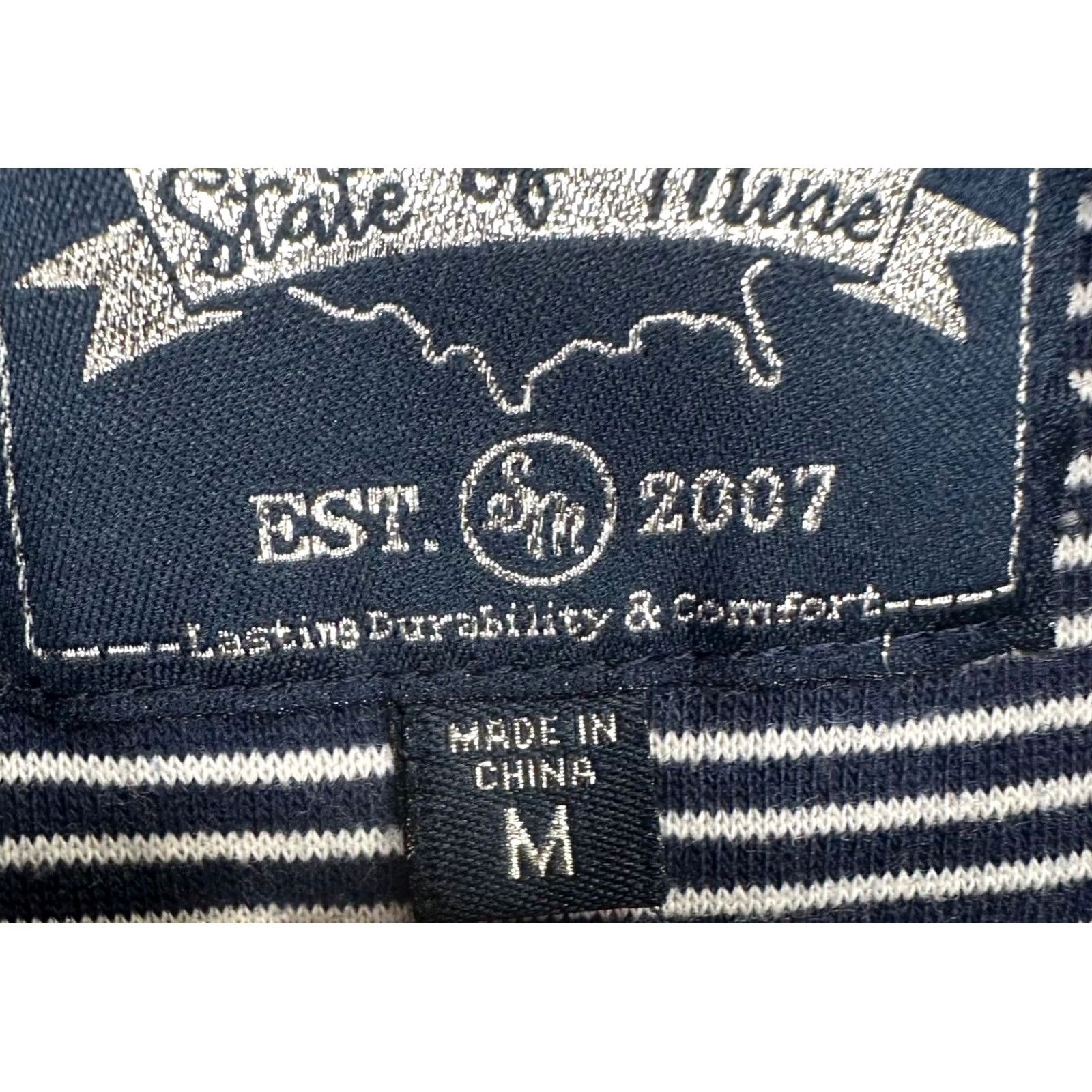 Vintage State Of Mind Womens Medium Blue Stripe Organic Cotton Blend Pullover Sweatshirt Mock Neck Pullover Sweatshirt Size M / US 6-8 / IT 42-44 - 6 Thumbnail