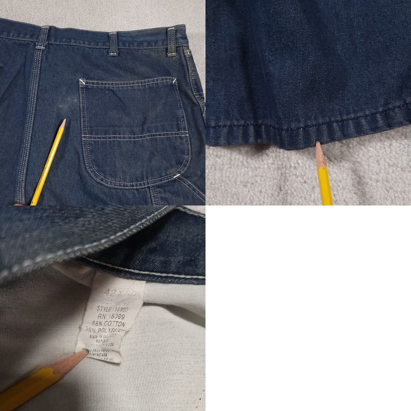 Denime VINTAGE Roebucks Carpenter Jeans Mens 42X30 Denim Dark Wash Straight 80s 40X28 Hemmed Mens Size US 42 / EU 58 - 10 Thumbnail
