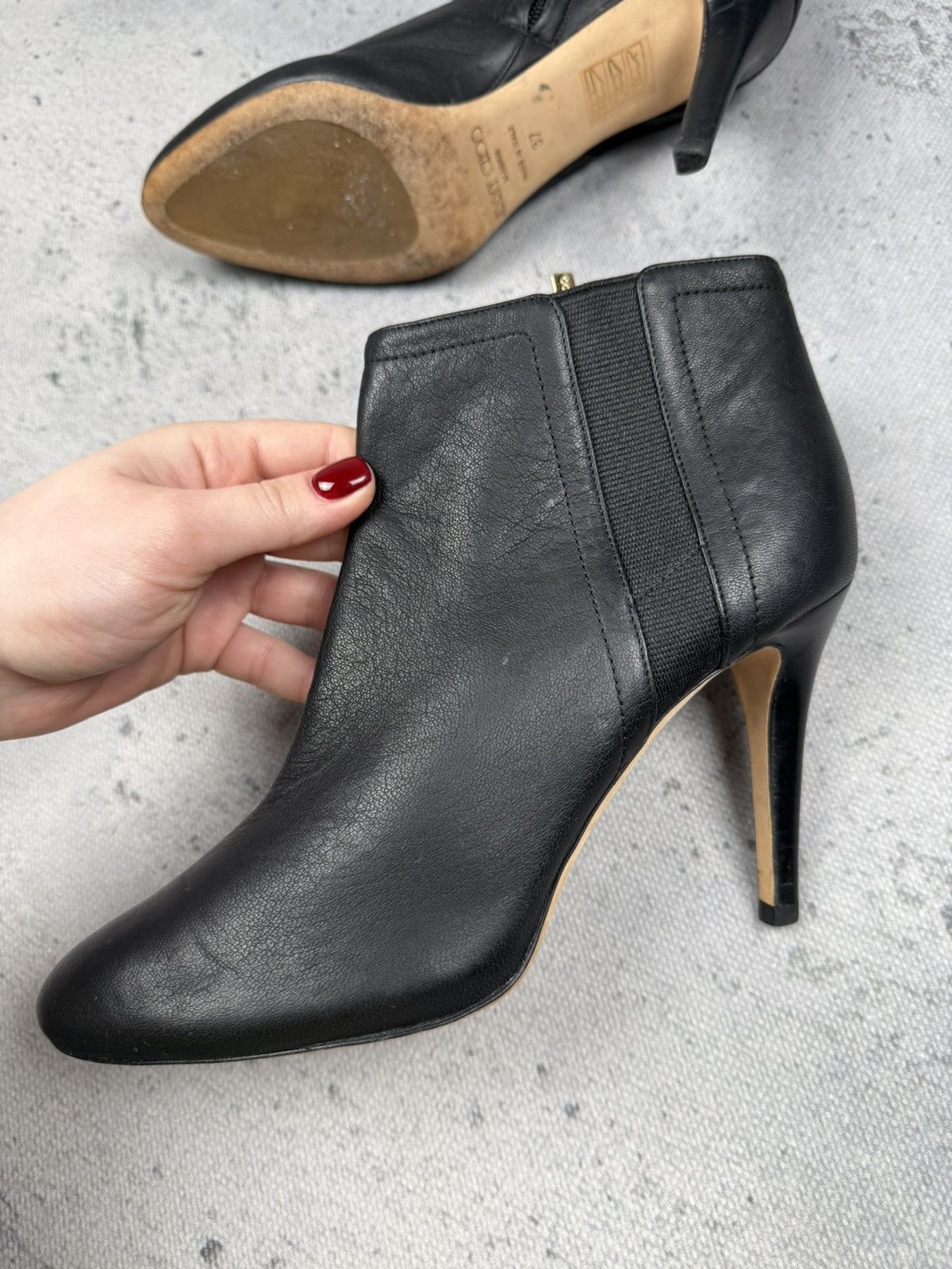 Jimmy Choo Jimmy Choo Black Leather Ankle Boots Stiletto Heels Italy Size US 7 / IT 37 - 5 Thumbnail