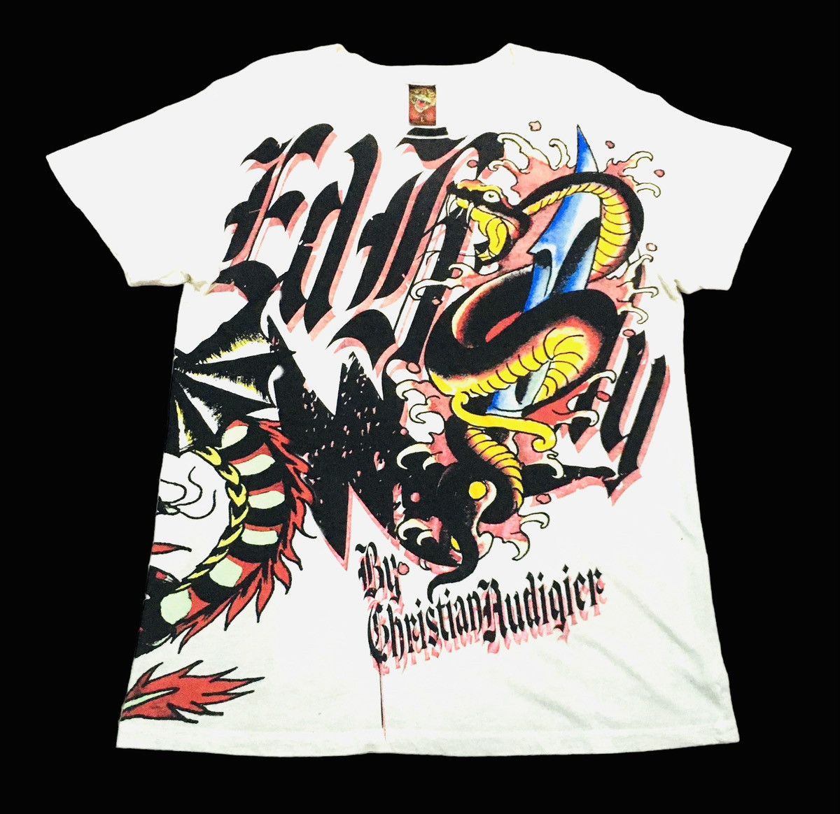 Christian Audigier Rare Design Vintage Brand Ed Hardy Full Print T-shirt 2000s Size US L / EU 52-54 / 3 - 1 Thumbnail