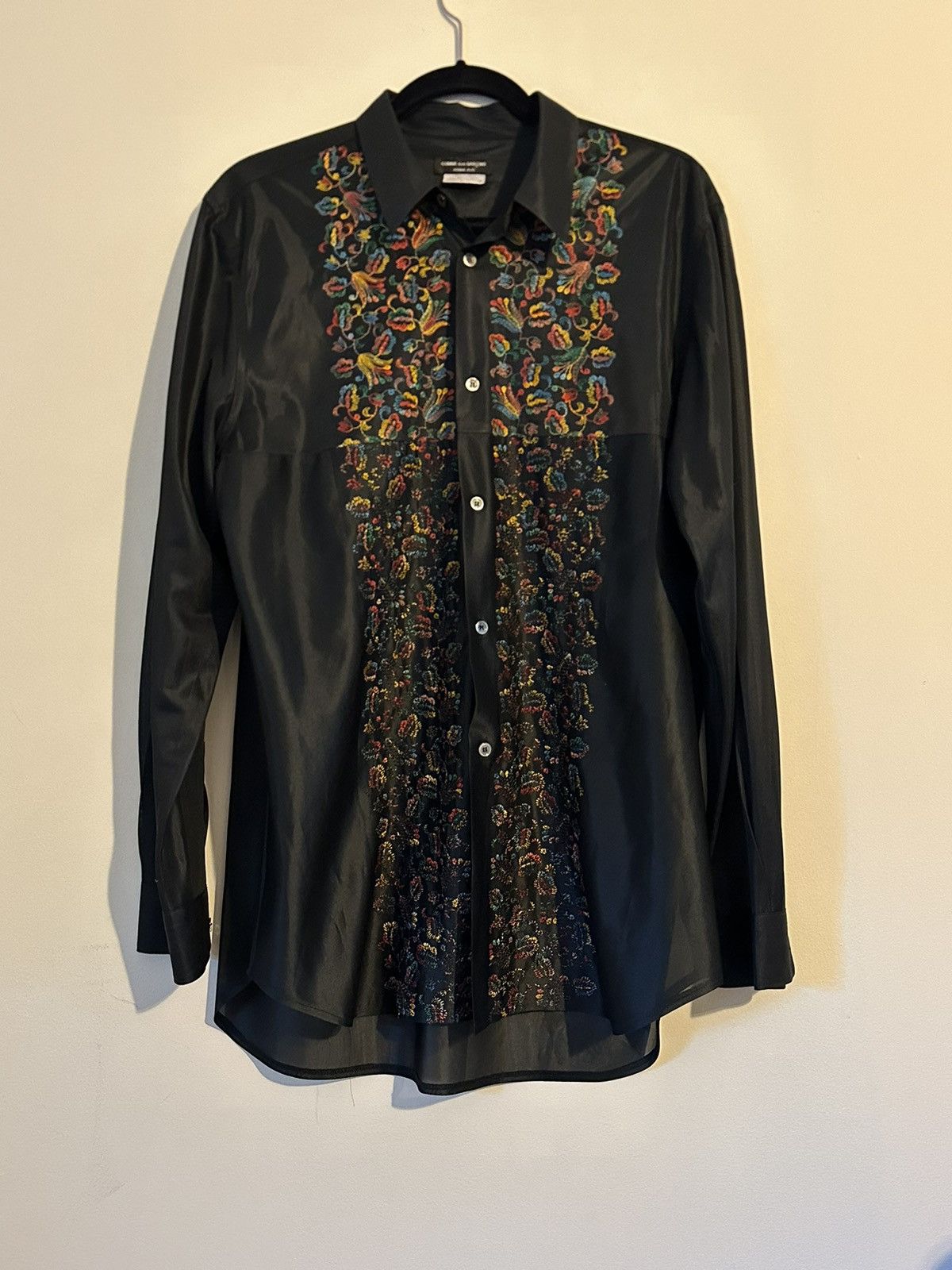 image of Comme Des Garcons Homme Plus Commes Des Garçons Plus Homme Embroidered Button Up in Black (Size Lar