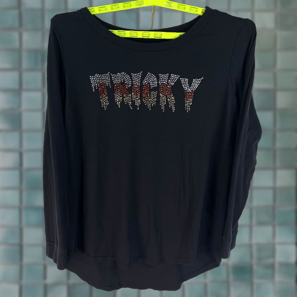 Vintage French Laundry Tricky Sequence Soft Sweater Top Women's 1X Black Sequin Studded Round Neck Long Sleeve Pullover Casual Party/Cocktail Halloween Size XL / US 12-14 / IT 48-50 - 1 Thumbnail