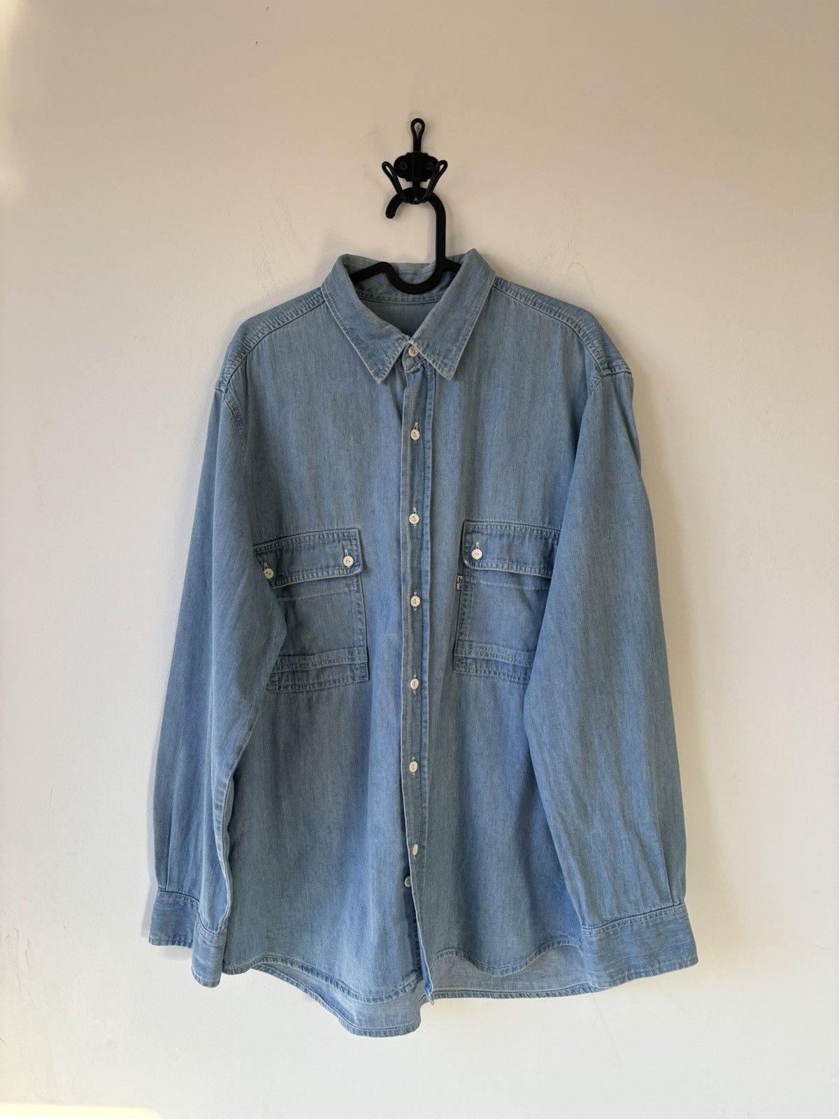 Levi's × Levi's Vintage Clothing Vintage 90s Washed Denim Cargo Shirt Size US L / EU 52-54 / 3 - 1 Thumbnail