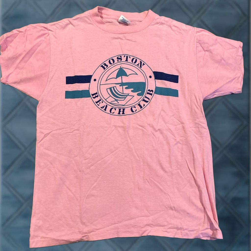 X-LARGE VINTAGE BOSTON BEACH CLUB Shirt Large Pink Royal Tag Single Stitch T Size US L / EU 52-54 / 3 - 1 Thumbnail