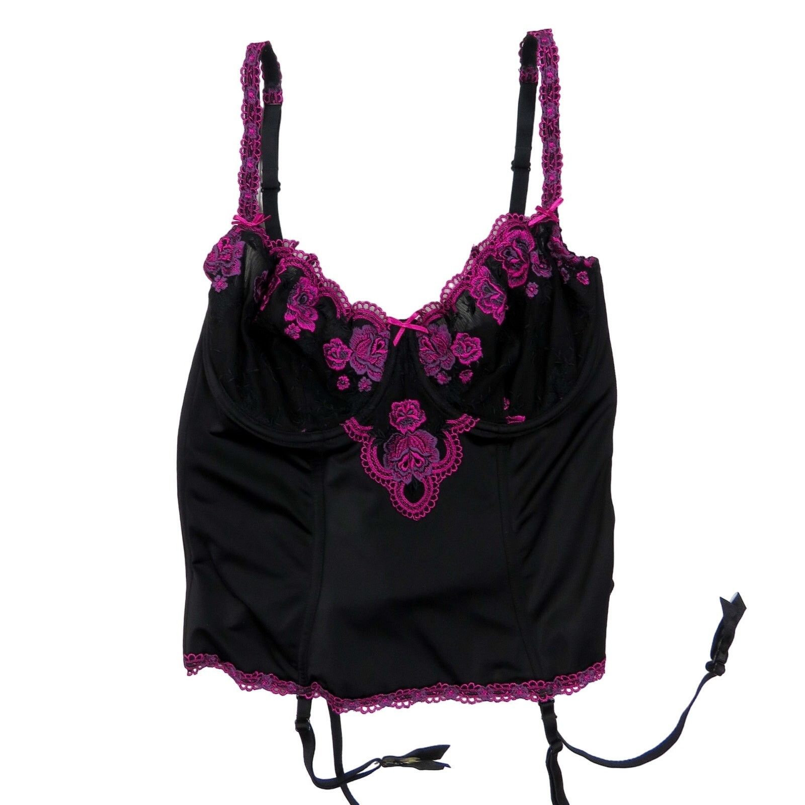 Vintage Y2k The Collection Pink & Black Corset Bustier Top 38C Size M / US 6-8 / IT 42-44 - 1 Thumbnail