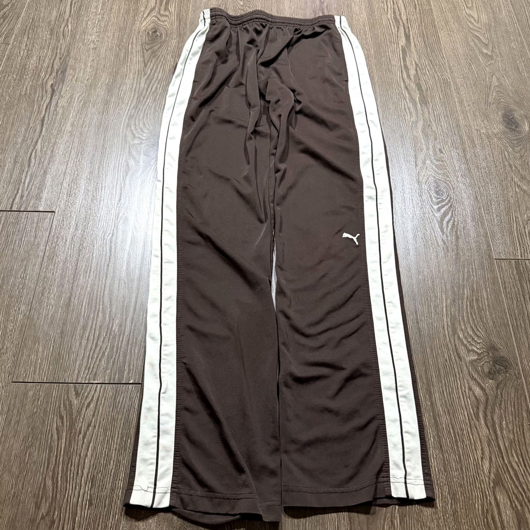 Puma VINTAGE Puma Track Pants Mens M Brown Side Stripe Relaxed Athletic Fit Size US 31 - 2 Thumbnail