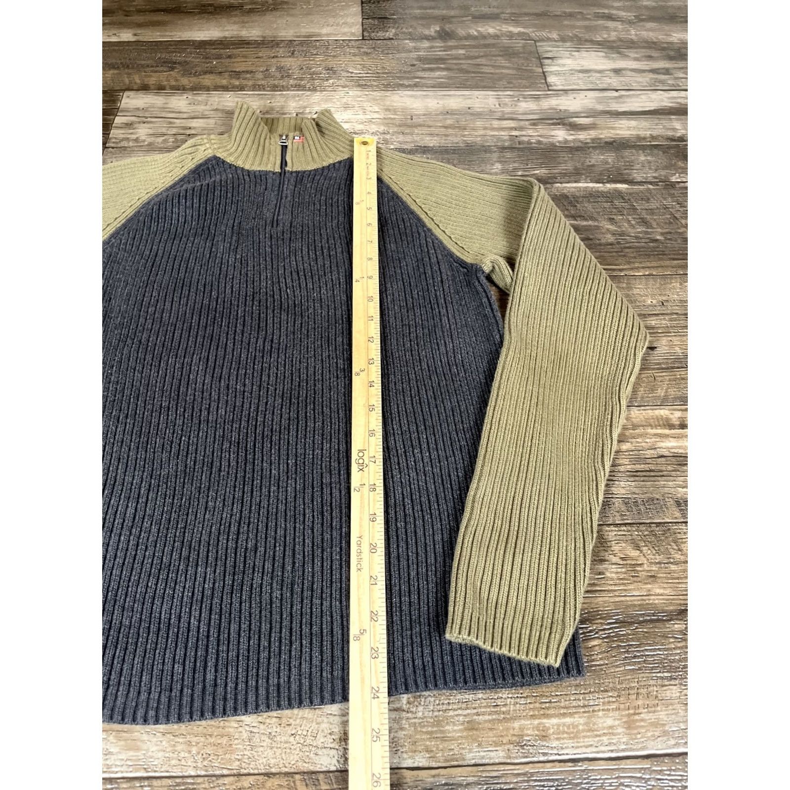 Ralph Lauren VINTAGE Ralph Lauren Jeans Co Sweater Mens L Mock Neck 1/4 Zip 2 Tone Gray Knit Pullover Size US L / EU 52-54 / 3 - 2 Thumbnail
