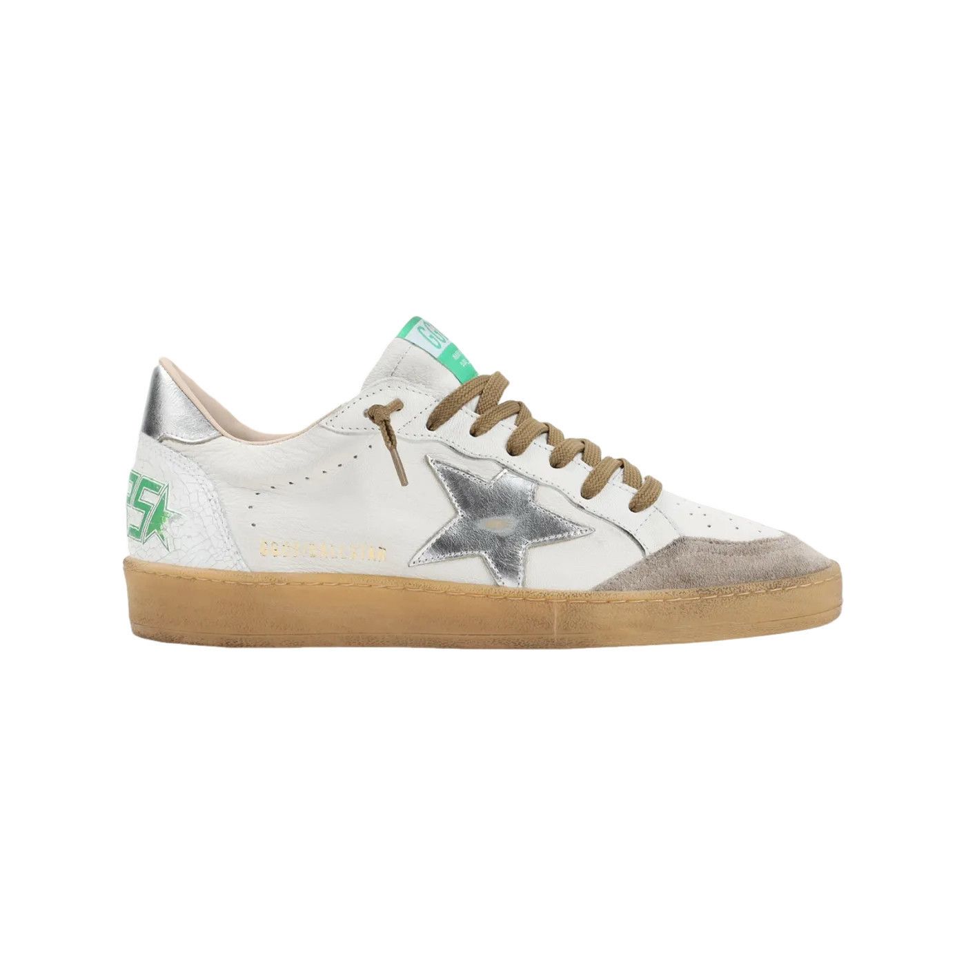 GOLDEN GOOSE Ball Star White/Beige/Silver Leather Sneakers N