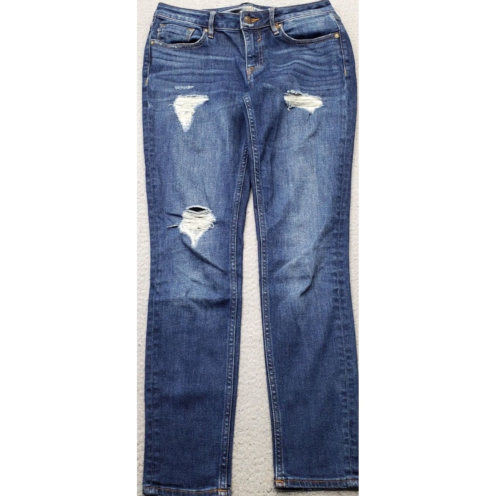 Vintage VIGOSS Jagger Jeans Womens 27x27 Blue Denim Distressed Classic Fit Skinny Leg Womens Size: 27 Blue Denim Distressed 5-Pocket Design Skinny Jeans Mens? Size 27" / US 4 / IT 40 - 2 Thumbnail