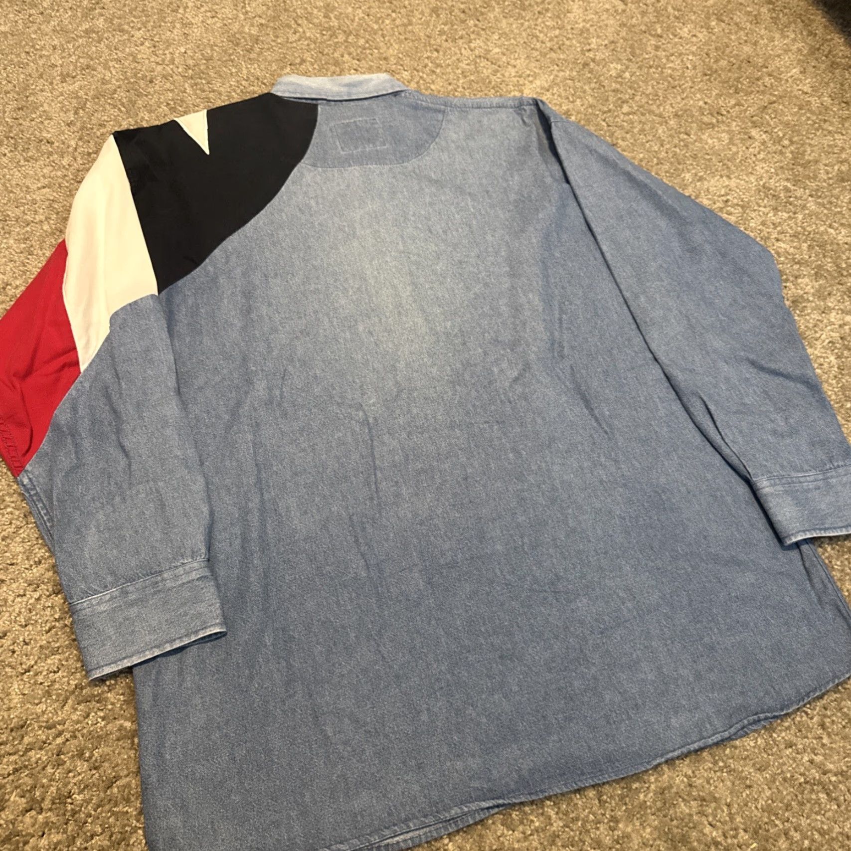 Vintage VINTAGE Rock Point Denim Button-Up Shirt L Men Blue Flag 2006 Texas Authentics Dry Goods Long Sleeve Size US L / EU 52-54 / 3 - 7 Thumbnail