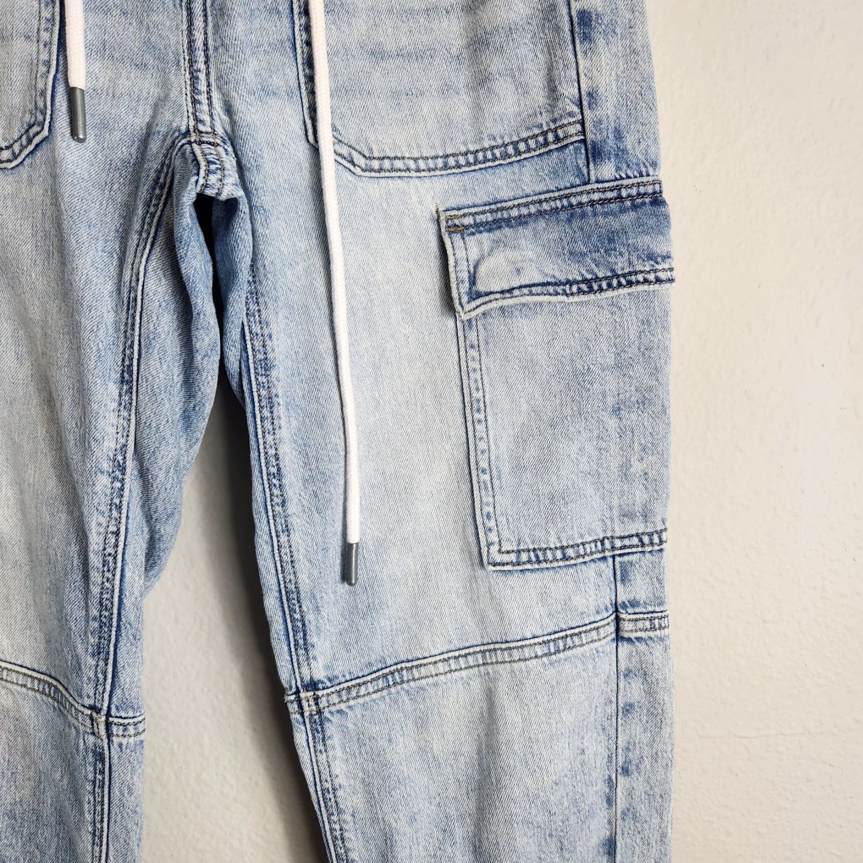 American Eagle Outfitters VINTAGE American Eagle Outfitters Cargo Joggers-Style Chambray Pants-Size 00 Women Blue Cotton Blend High Rise Tapered Pants Size ONE SIZE - 4 Thumbnail