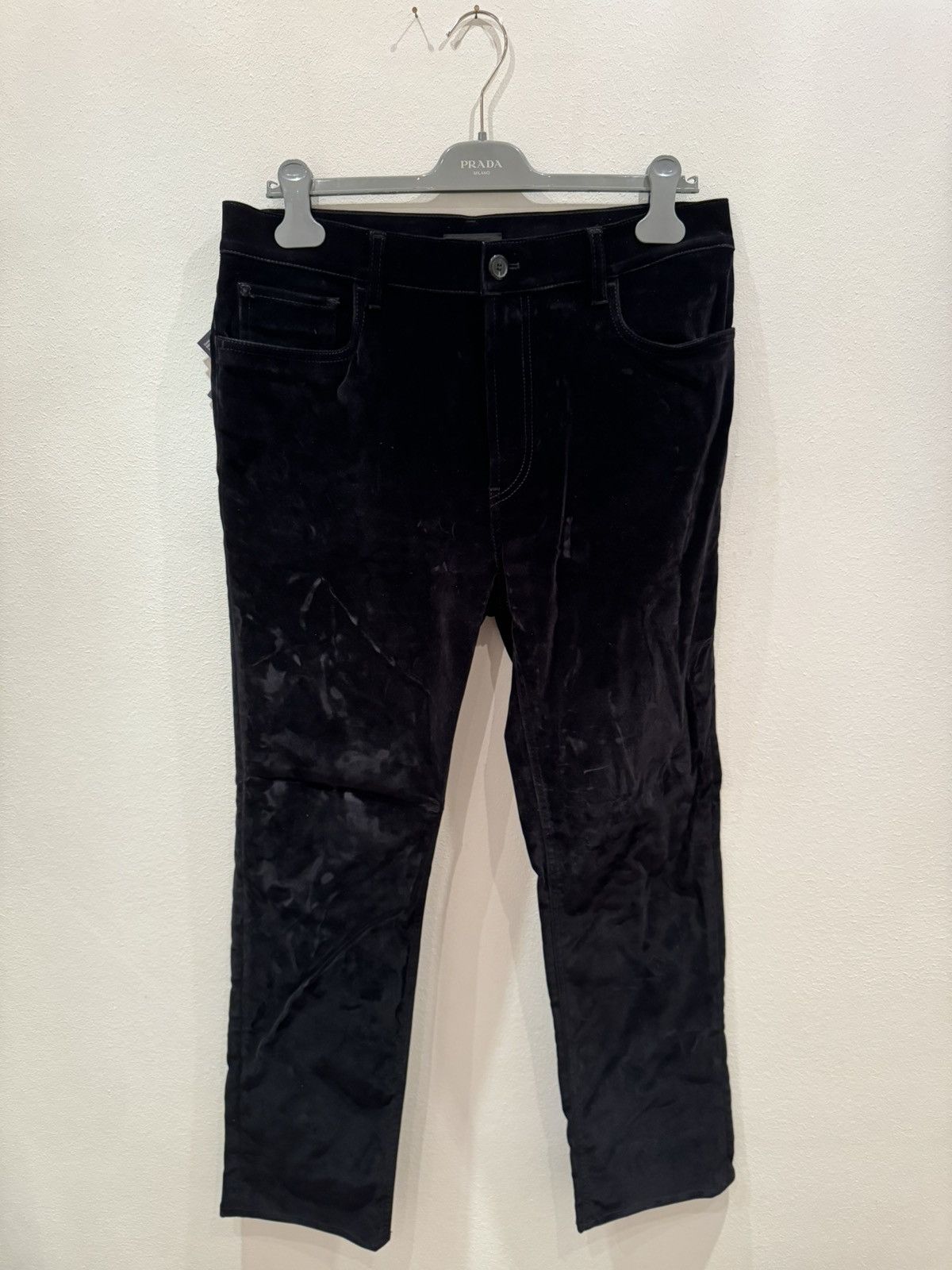 Prada Prada 5-Pocket Black Velvet Denim Jean Pants Size US 33 - 3 Thumbnail
