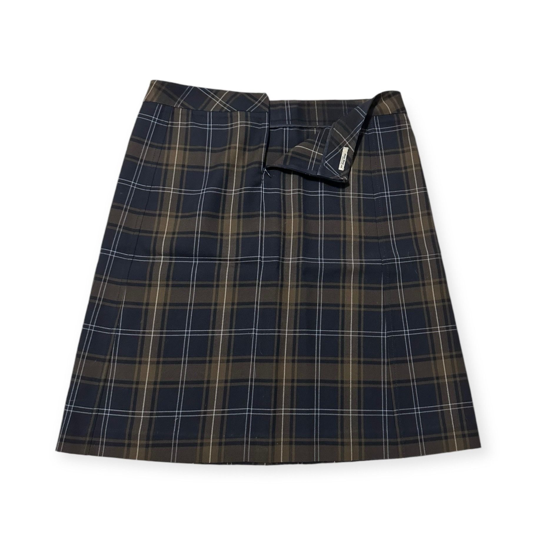Miu Miu Miu Miu Tartan Wool A-Line Skirt Size 44 Size 30" / US 8 / IT 44 - 6 Thumbnail