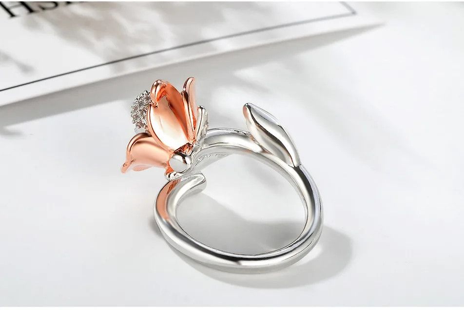 Jewelry Rose Flower Skull Ring Size ONE SIZE - 3 Thumbnail