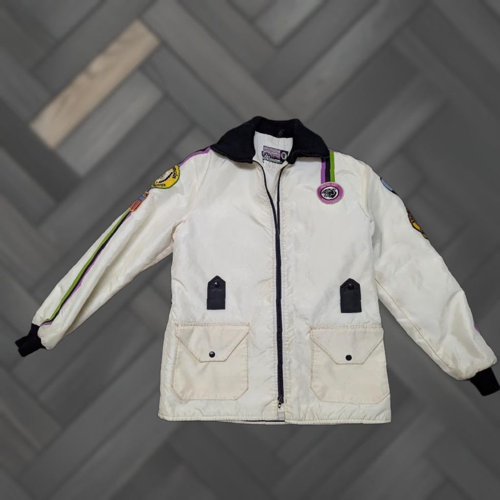 Vintage VINTAGE Arctic Cat Jacket Coat - USA Made Nylon Mens M White Patches 1970s Snowmobile Coat Decade 70s Measured Chest 24" (42-44) Mens Size US M / EU 48-50 / 2 - 1 Thumbnail