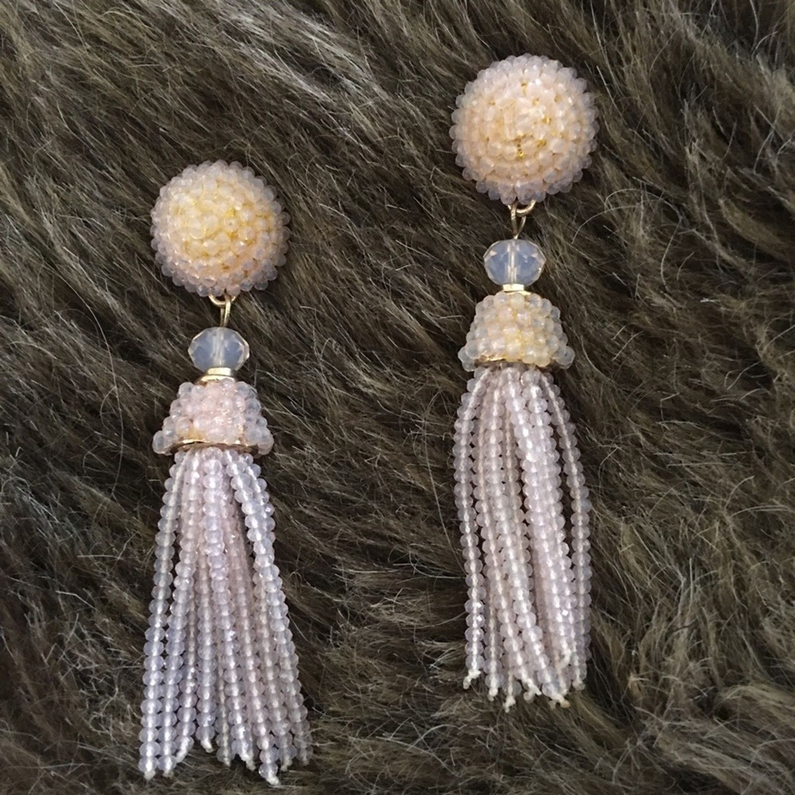 Vintage Vintage 80s opal tone seed bead tassel earrings Size ONE SIZE - 1 Thumbnail