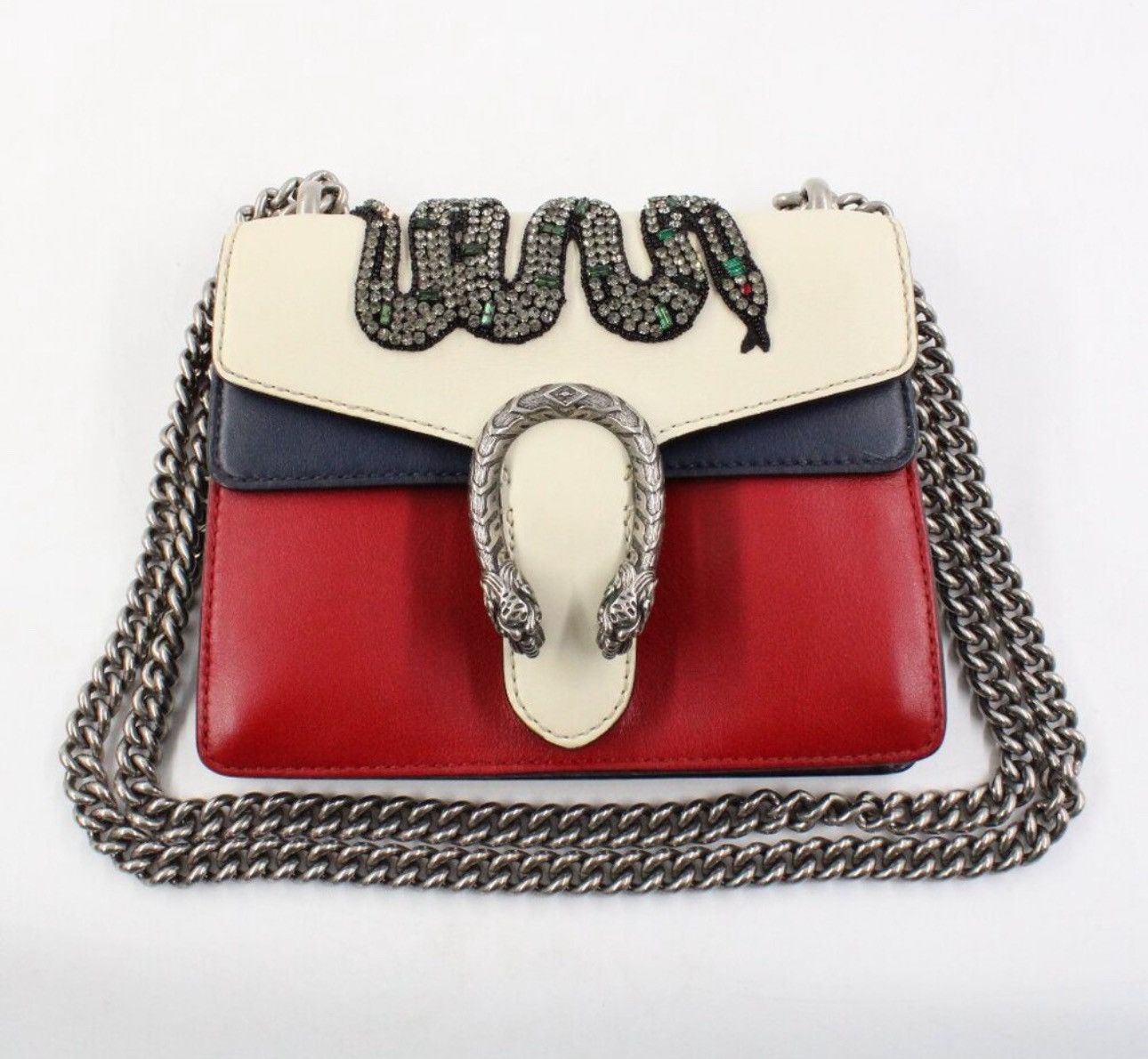 Gucci Calfskin Crystal Snake Mini Dionysus Shoulder Bag in Red, Women's