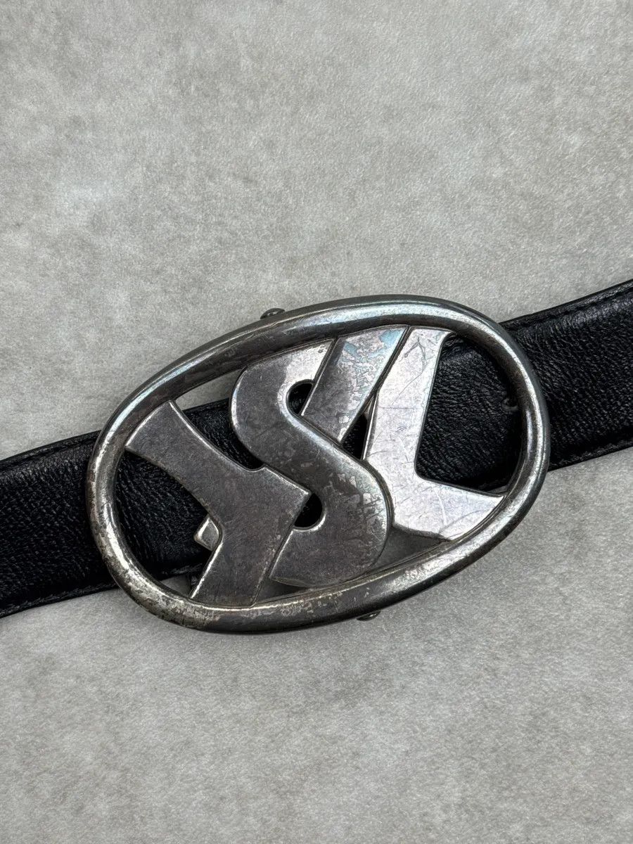Yves Saint Laurent [RUNWAY] AW2003 Yves Saint Laurent Black Leather Oval Metallic Buckle Belt Size ONE SIZE - 9 Thumbnail