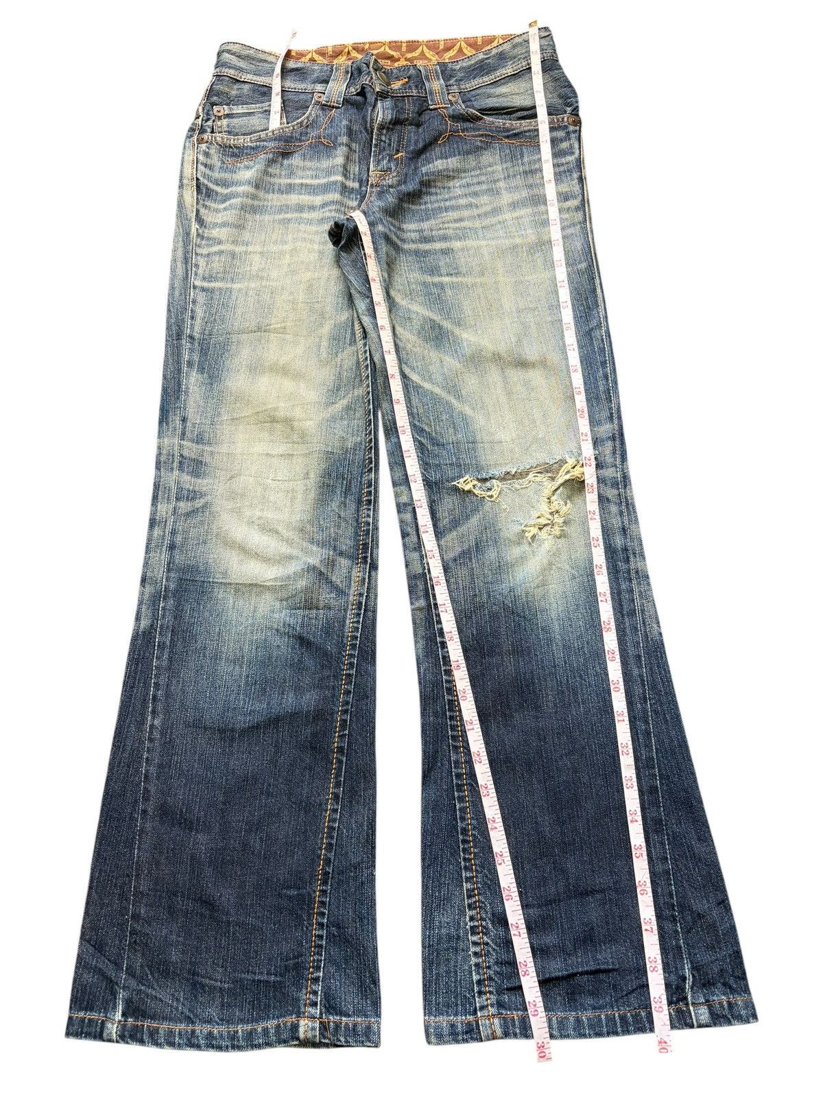 Edwin Vintage / Y2K Edwin XV Mud Wash Distress Flare Jeans Size US 30 / EU 46 - 7 Thumbnail