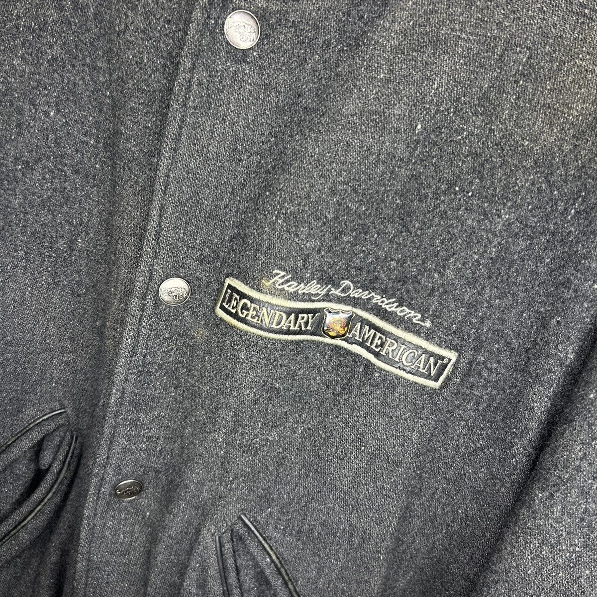 Harley Davidson × Vintage Vintage Harley Davidson Flight Bomber Wool Jacket 90s USA Size US XL / EU 56 / 4 - 7 Thumbnail