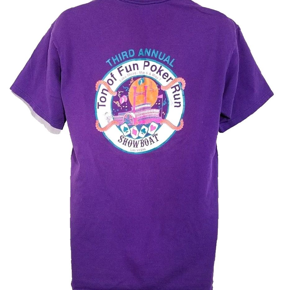 Jerzees VINTAGE Lake Mead Poker Run Mens T Shirt 90s Showboat Vegas Made In USA Large Purple Jerzees Size US L / EU 52-54 / 3 - 2 Thumbnail