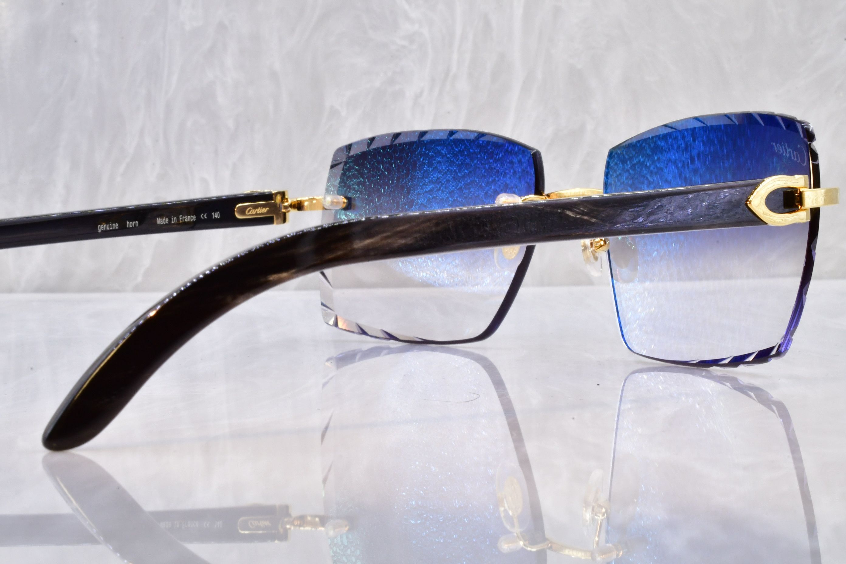 Cartier Cartier diamond cut white horn sunglasses C decor buffs Size ONE SIZE - 4 Thumbnail