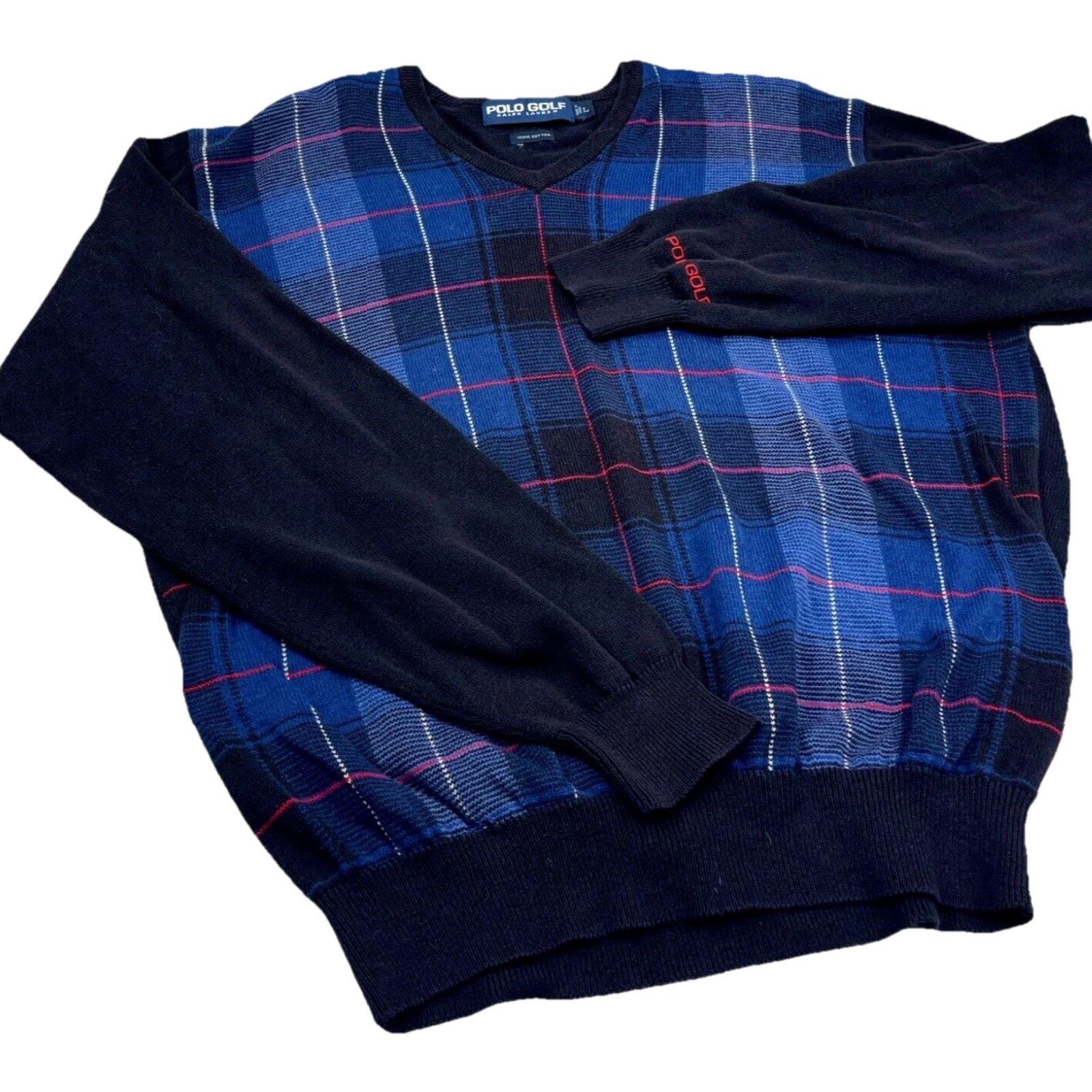 Polo Ralph Lauren Polo Ralph Lauren Sweater Men Large Blue Plaid V-Neck Lightweight Golf Modern Size US L / EU 52-54 / 3 - 4 Thumbnail