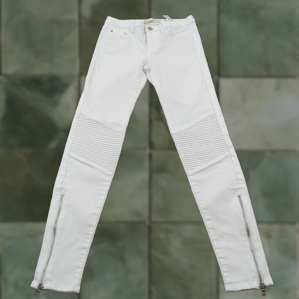 Zara Zara Womens Skinny Jeans 2 White Denim Ankle Zipper Pockets Stretch Size 26" / US 2 / IT 38 - 1 Thumbnail