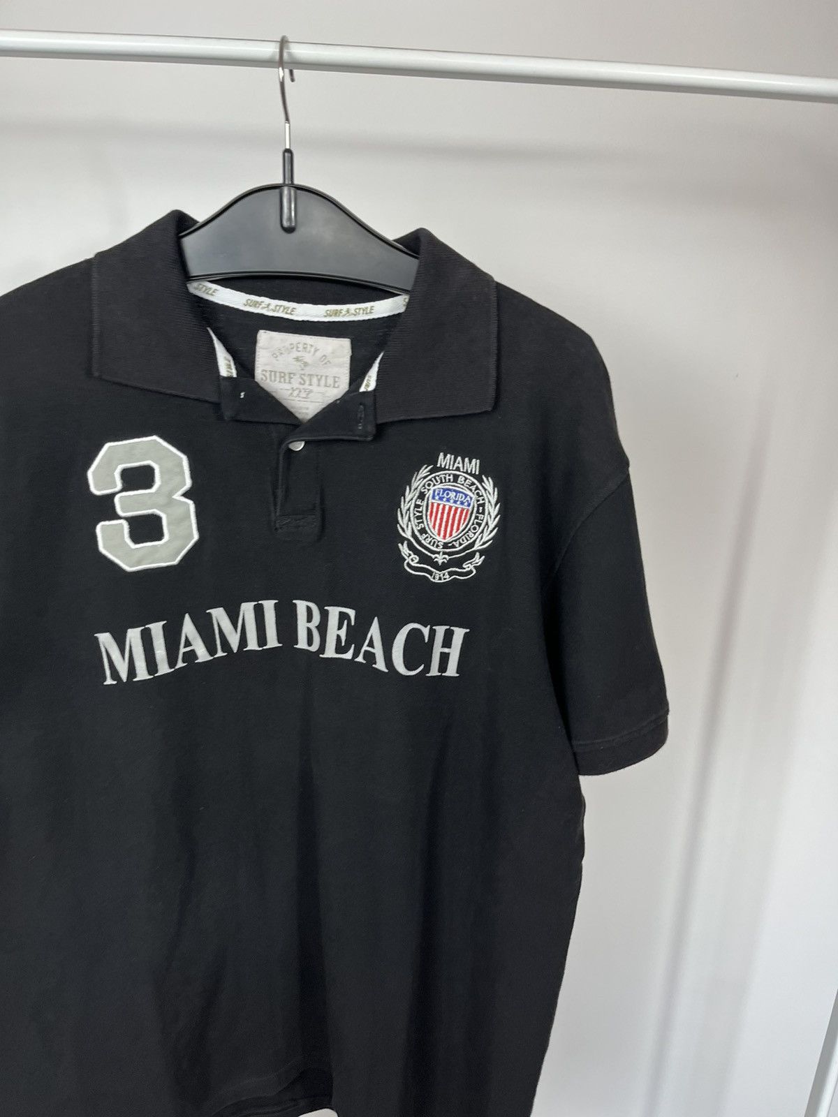 Other Vintage Miami Beach Polo Shirt Black Surf Style Mens XL Size US XL / EU 56 / 4 - 3 Thumbnail